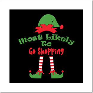 Most Likely to Go Shopping Matching Christmas, Funny Pajamas, Family Matching, Holiday, Family Pictures, Holiday Outfits Personalized Family Posters and Art